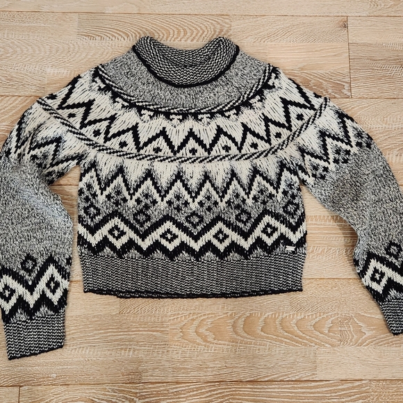 Buffalo David Bitton Black and Cream Cowl Neck Sweater - Picture 2 of 4